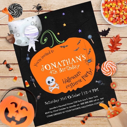 Papier Halloween Costume Enfants Fête Budget Invitation