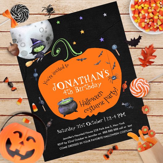 Papier Halloween Costume Enfants Fête Budget Invitation