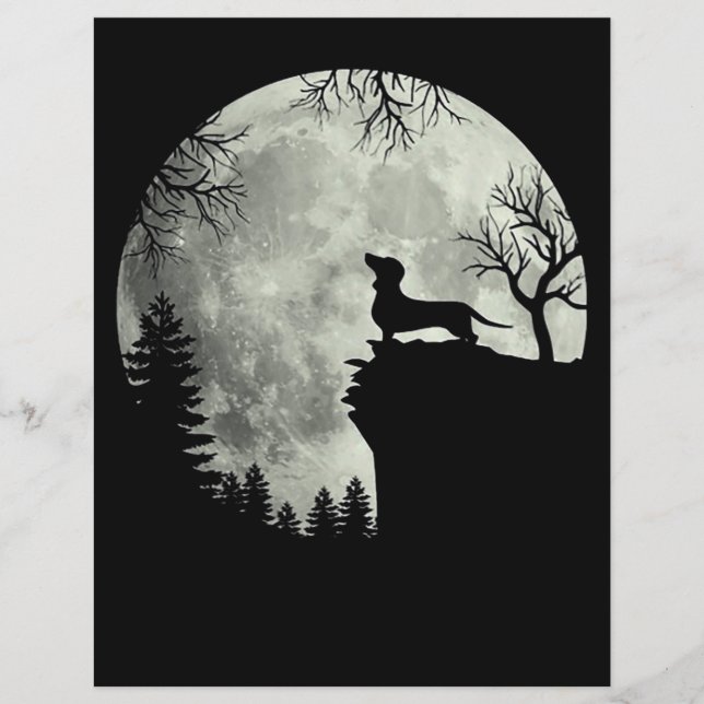 Papier Halloween Dachshund Et Lune (Devant)
