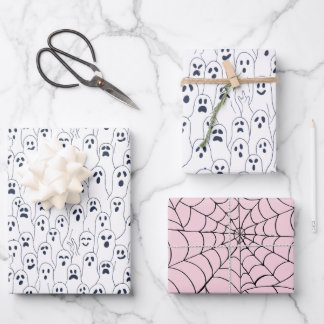 Papier Halloween - fantômes et toile d'araignée