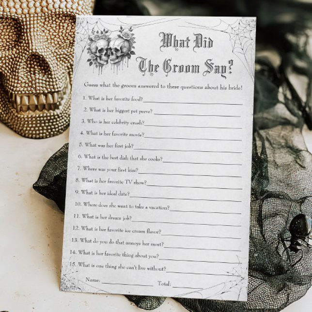 Papier Halloween Fête des mariées Qu'A-T-Il Dit Jeu (Créateur téléchargé)