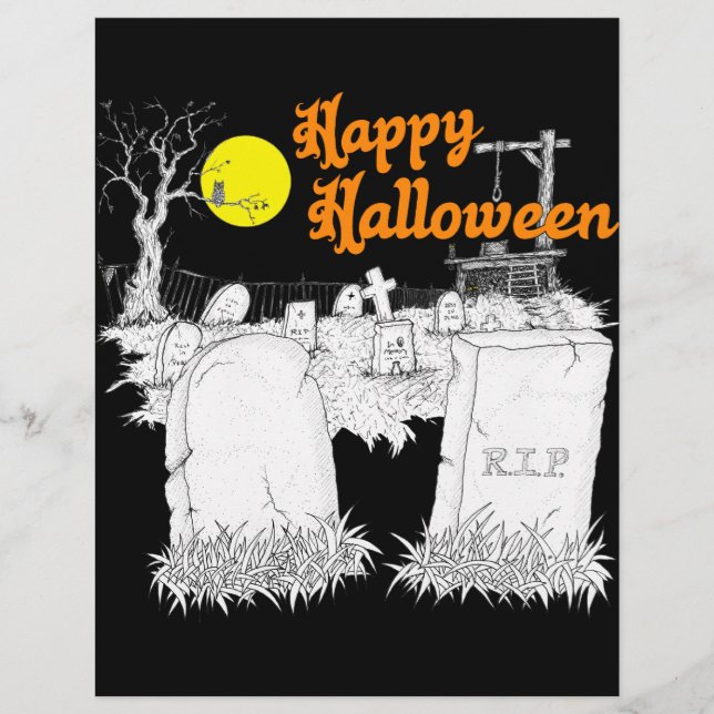 Papier halloween graveyard (Devant)
