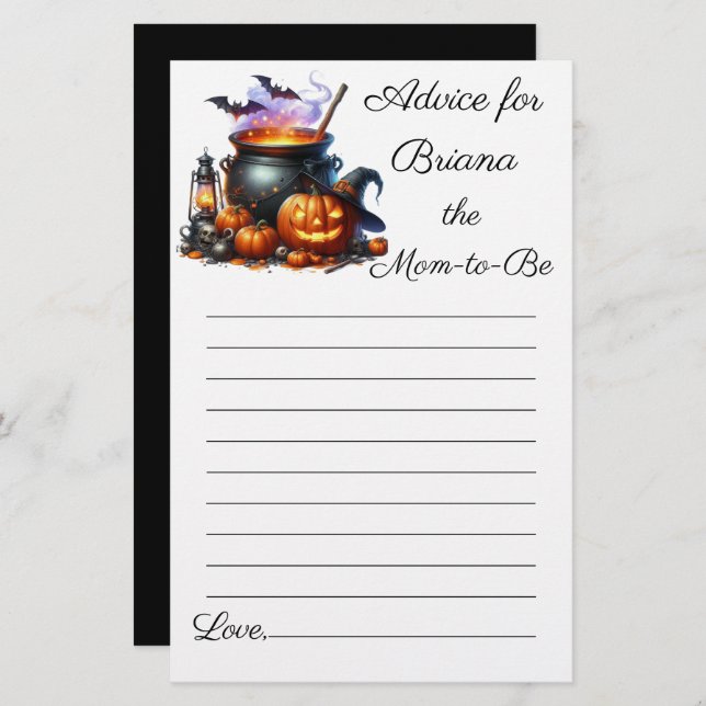 Papier Halloween Monster Boy Baby shower Conseils pour ma (Devant / Derrière)