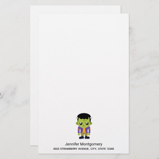 Papier Halloween monstre Frankenstein Green (Devant / Derrière)