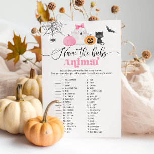 Papier Halloween Nom du bébé animal jeu de baby shower