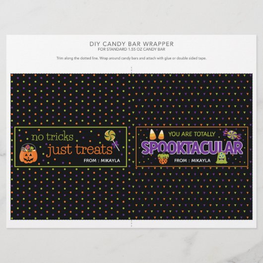 Papier Halloween Party 1,55 oz Candy Bar Wrapper (Devant)