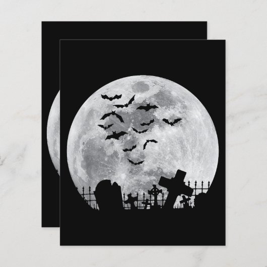 Papier Halloween Pleine lune Cimetière Bats Éffrayants (Devant / Derrière)