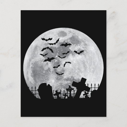 Papier Halloween Pleine lune Cimetière Bats Éffrayants (Dos)
