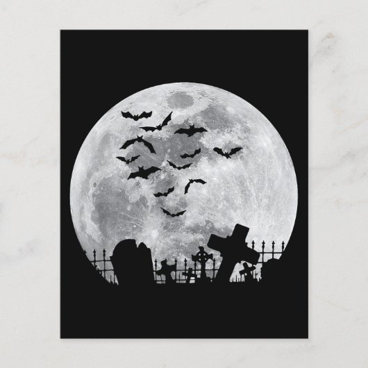 Papier Halloween Pleine lune Cimetière Bats Éffrayants (Devant)