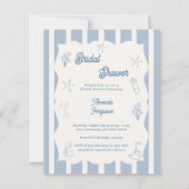 Papier Hand drawn beach blue Bridal Shower invitation (Devant)