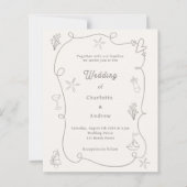 Papier Hand drawn beach sand ivory wedding invitation (Devant)
