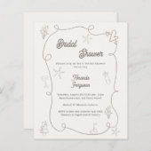 Papier Hand drawn coastal sand Bridal Shower invitation (Devant / Derrière)