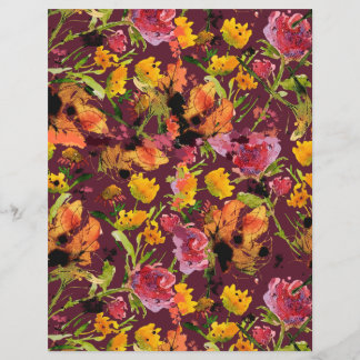 Papier Hand-Painted Ink Florals Paper Sheet