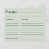 Papier Handwritten Font Sage Green Recipe For The Bride (Devant)