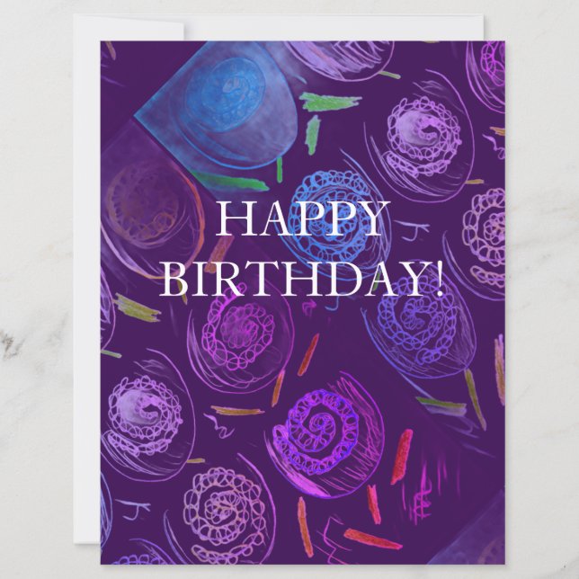 Papier HAPPY BIRTHDAY PURPLE FLOWERS Paper Sheet (Devant)