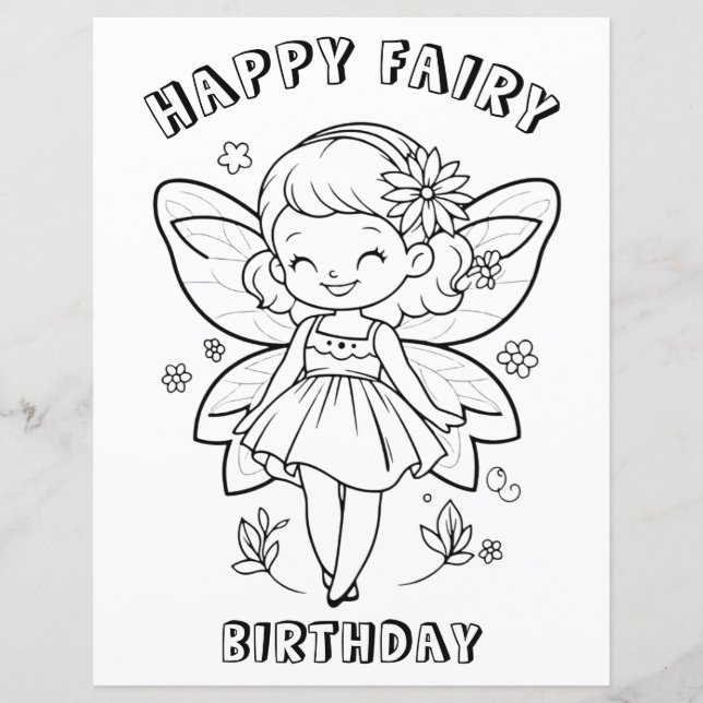 Papier Happy fairy birthday party activity (Devant)