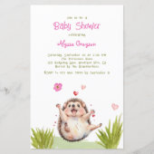 Papier Happy Green Garden Baby shower Hérisson Invitation (Devant)