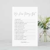 Papier HARLOW Jeu de baby shower : Qui connaît le mieux m (Debout devant)