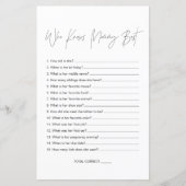 Papier HARLOW Jeu de baby shower : Qui connaît le mieux m (Devant)