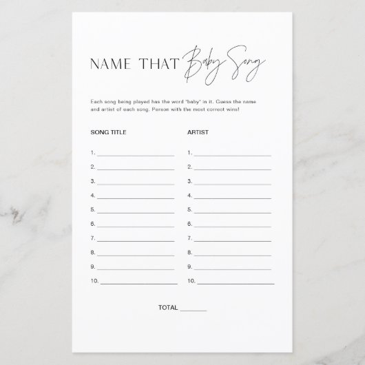 Papier HARLOW Nom Ce Baby shower Bébé Tune Jeu (Devant)