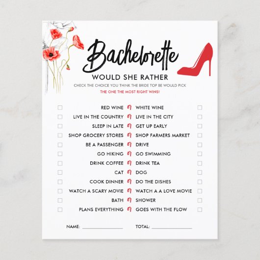 Papier Haut talon rouge | Préférerait-Elle Jouer (Devant)