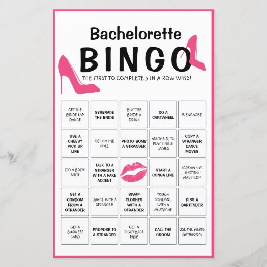 Papier Haut talons roses | Jeu de Bingo | Personnalisable (Devant)
