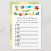 Papier Hawaii Baby Animaux Nom Jeu (Devant / Derrière)