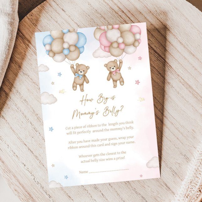 Papier He or She Bear Gender Reveal How Big Game (Bear Balloon He or She Gender Reveal Game)
