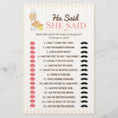 Papier He Said She Said Bridal Shower Game  (Devant)