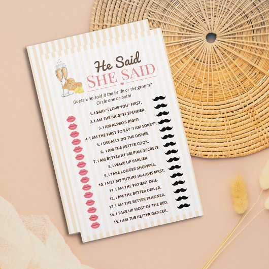 Papier He Said She Said Bridal Shower Game 