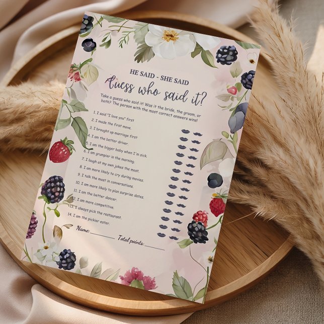 Papier He Said She Said Floral Bridal Shower Game (Créateur téléchargé)