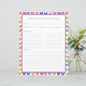 Papier Hearts Rainbow White Recipe Paper Sheet (Debout devant)