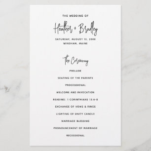 Papier Heather Elegant Black White Modern Wedding Program