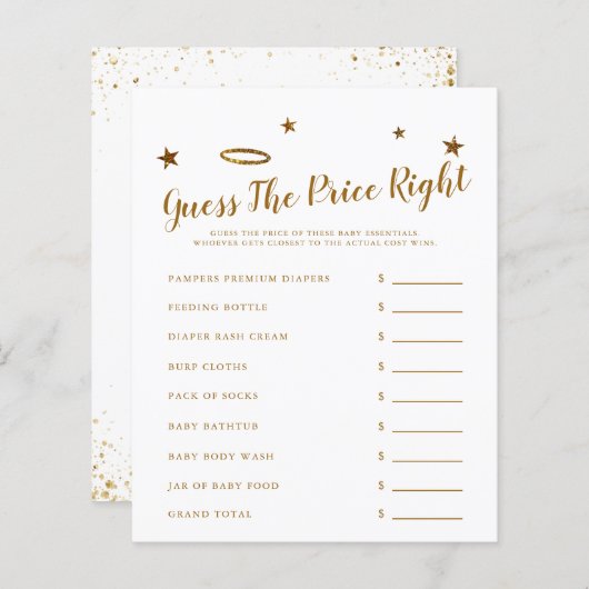 Papier Heaven A Envoyé Baby shower Devinez Le Prix Juste (Devant / Derrière)