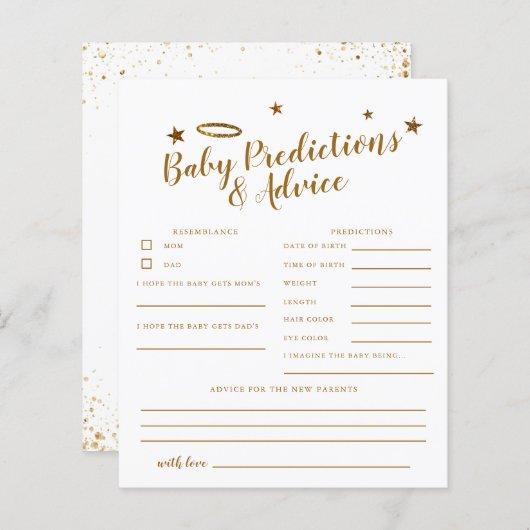 Papier Heaven a envoyé Gold Halo Baby Prédictions et cons (Devant / Derrière)