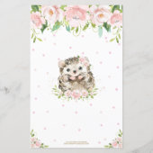 Papier Hedgehog Floral Baby Prédictions et conseils douch (Dos)