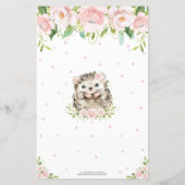 Papier Hedgehog rose Floral Wives for Baby Card (Dos)