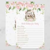 Papier Hedgehog rose Floral Wives for Baby Card (Devant / Derrière)