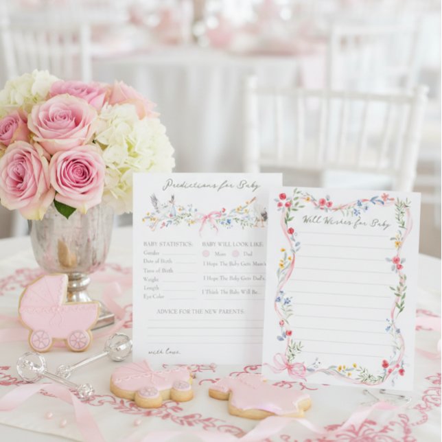 Papier Heirloom Rose and Stork Baby Shower Prediction  (Créateur téléchargé)