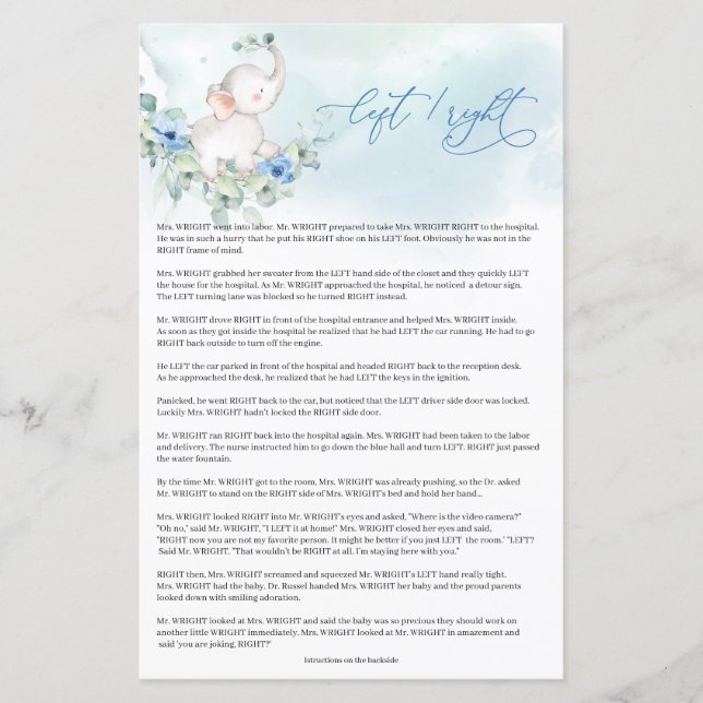 Papier Héléphant boho tendance bleu floral gauche jeu (Devant)