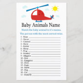 Papier Hélicoptère de jouets Bébé Animaux Nom Jeu (Devant)