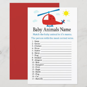 Papier Hélicoptère de jouets Bébé Animaux Nom Jeu
