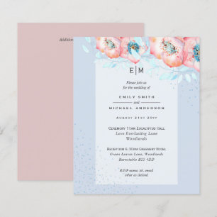 Papier Hellebore Blue Dusty Rose mariage BUDGET de récept