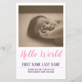 Papier Hello World - faire-part de naissance avec photo (Devant)