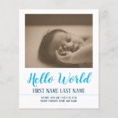 Papier Hello World - faire-part de naissance avec photo (Devant)