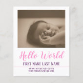 Papier Hello World - faire-part de naissance avec photo (Devant)