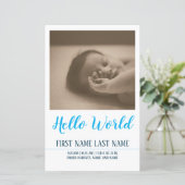 Papier Hello World - faire-part de naissance avec photo (Debout devant)