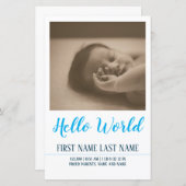 Papier Hello World - faire-part de naissance avec photo (Devant / Derrière)