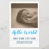 Papier Hello World - faire-part de naissance avec photo (Devant)
