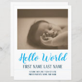 Papier Hello World - faire-part de naissance avec photo (Devant / Derrière)
